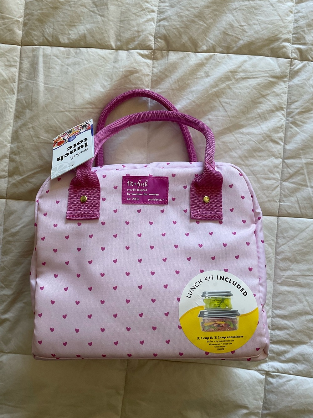 Fit + Fresh - Pink Hearts Lunch Bag (NWT)